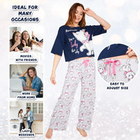 1 x RAW Customer Returns Disney Stitch Women s Pajamas - Baby Yoda Minnie Mouse Stitch Long Pajamas with Crop Top - Christmas Pajamas for Women S-XL Dark Blue Marie, L  - RRP €25.88