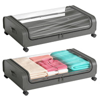 3 x RAW Customer Returns Underbed storage box 2 pieces underbed chest of drawers with wheels lid 48L metal frame bed box organizer storage bag foldable underbed box for clothes shoes blankets bed linen, gray - RRP €136.5