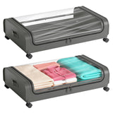 1 x RAW Customer Returns Underbed storage box 2 pieces underbed chest of drawers with wheels lid 48L metal frame bed box organizer storage bag foldable underbed box for clothes shoes blankets bed linen, gray - RRP €47.32