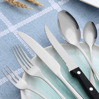 1 x RAW Customer Returns BEWOS 36-piece cutlery set with steak knife service for 6, premium stainless steel cutlery sets for home kitchen, high-quality knife-spoon-fork cutlery set, highly polished, dishwasher safe - RRP €31.46