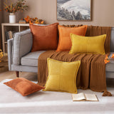 1 x RAW Customer Returns MIULEE Set of 2 Corduroy Cushion Covers Velvet Cushion Soft Throw Pillow Decorative Pillowcase Modern Cushion Cover Sofa Cushion Decorative Pillow Couch Cushion for Living Room Bedroom Turmeric 50 x 50 cm - RRP €26.4