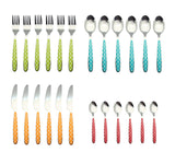 1 x RAW Customer Returns EXZACT 24 Piece Cutlery Set Stainless Steel Cutlery - Stainless Steel with Colored Handles - 6 Forks, 6 Knives, 6 Tablespoons, 6 Teaspoons Mixed Color x 24  - RRP €29.99