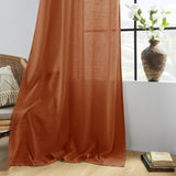 1 x RAW Customer Returns CUCRAF linen curtain with eyelets set of 2 H 245 x W 140 terracotta semi-transparent curtains loop curtain curtain linen look voile curtains living room bedroom - RRP €38.99