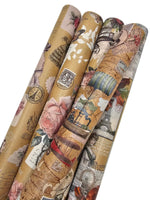 1 x RAW Customer Returns Wrapping paper Romantic Paris Retro eco recycled paper birthday paper set 5 rolls of 2m x 70cm for birthday wedding - RRP €18.05