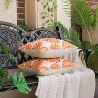 1 x Brand New Inhobbok Outdoor Cushion Cover 45x45 Waterproof Red Orange Monstera Leaves Waterproof Spring Summer Linen Cushion Covers Tropical Plants Set of 2 for Garden Bench Veranda Sofa Living Room - RRP €20.4