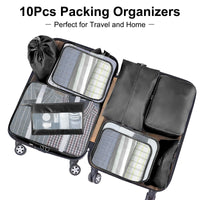 1 x RAW Customer Returns Suitcase Organizer Set, 10 Pieces Packing Cubes for Suitcase Travel Accessories Suitcase Organizer Set Clothes Bags Packing Cubes Cosmetics Travel Organizer Packing Bags for Suitcases Black  - RRP €18.14