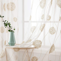 1 x RAW Customer Returns MIULEE Curtains with Floral Embroidery, White Curtains with Golden Pattern for Living Room, Bedroom Transparent Curtain with Eyelets, Set of 2 Voile Floral Transparent Curtains, Each H 225 XW 140cm - RRP €33.59