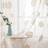 1 x RAW Customer Returns MIULEE Curtains with Floral Embroidery, White Curtains with Golden Pattern for Living Room, Bedroom Transparent Curtain with Eyelets, Set of 2 Voile Floral Transparent Curtains, Each H 260 XW 140cm - RRP €35.4