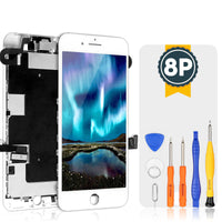 1 x RAW Customer Returns bokman pre-assembled display repair kit compatible with white iPhone 8 Plus, including FaceTime camera, microphone, speaker and proximity sensor, matching professional tool set included - RRP €34.27