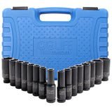 1 x RAW Customer Returns CCLIFE 16-piece 1 2 impact wrench nuts set, 10-32 mm Cr-Mo hexagon power nut socket wrench impact nut 1 2 inch - RRP €47.21