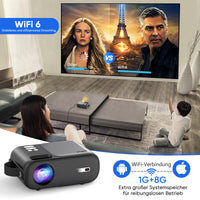 1 x RAW Customer Returns  Andriod TV Projector Full HD 1080P WiFi Bluetooth Projector 4K Support, 18000 Lumens, Video Projector Home Theater Supports Auto 4P 4D Keystone Correction, 50 Zoom - RRP €151.25