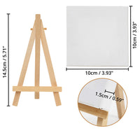 1 x RAW Customer Returns Belle Vous Pack of 10 Mini Canvases with Wooden Easel 10 x 10 cm Pre-Stretched and Primed Canvases in White Small Tabletop Easel for Oil and Acrylic Paintings - Canvases for Children - RRP €21.77