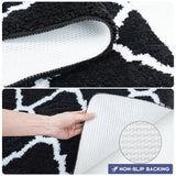 1 x Brand New McEu bathroom rug set 3 pieces, non-slip washable large bath rug set, fluffy soft absorbent bath mat bath rug set with toilet lid cover, 50 x 120 cm 50 x 50 cm 38 x 42 cm black - RRP €39.99