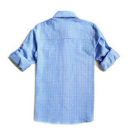 1 x RAW Customer Returns BIENZOE Boys Cotton Plaid Button Down Shirt Light Blue Size 5 6 - RRP €21.96