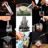 1 x RAW Customer Returns CKductpro Bartender Set, 41 Piece Boston Cocktail Shaker Stainless Steel Bar Set, Rotating Acrylic Stand, Stainless Steel Cocktail Shaker Set, Cocktail Bar Gift, Party Gift Choice Large Silver - RRP €69.99