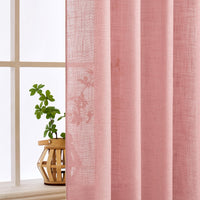 1 x RAW Customer Returns MIULEE Curtains Looped Voile Curtain Modern Linen Look Semi-Transparent for Living Room Bedroom Children s Room Sliding Curtain Set of 2 Stores Pink 175x140 cm - RRP €31.99