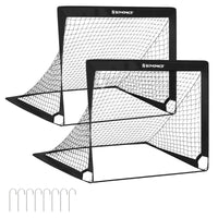 1 x RAW Customer Returns SONGMICS Football Goals for Kids, Set of 2, Pop-Up, Quick Assembly, Garden, Park, Beach, Frame Made of Fiberglass Rods, Oxford Fabric and Polyester Net, Black SZQ122B02 - RRP €34.42