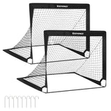 1 x RAW Customer Returns SONGMICS Football Goals for Kids, Set of 2, Pop-Up, Quick Assembly, Garden, Park, Beach, Frame Made of Fiberglass Rods, Oxford Fabric and Polyester Net, Black SZQ122B02 - RRP €28.89