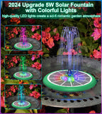 1 x RAW Customer Returns SZMP Solar Fountain 5W, 2024 Upgraded Glass Solar Pond Pump with 8 Nozzles 4000mAh Battery, Colorful LED Lights Solar Water Pump Floating Fountain Pump for Garden, Bird Bath, Pond, Water Feature - RRP €35.99