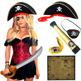 2 x Brand New JeVenis Pack of 6 Pirate Accessories Pirate Costume Women s Accessories Pirate Costume Accessories Pirate Eye Patches Bandana Necklace Hoop Earring Adults - RRP €35.98