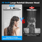 1 x RAW Customer Returns JINYOMFLY Self-cleaning rain shower head 10 inches, fixed shower head rain shower, large built-in shower heads, overhead shower, round rain shower head, shower head garden shower silver  - RRP €22.99