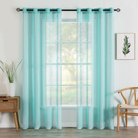 1 x RAW Customer Returns MIULEE Sheer Voile Curtain with Eyelets Transparent Look Curtain Eyelet Curtain Eyelet Curtain Transparent Window Curtain for Bedroom Living Room Baby Room 140 x 175 cm W x H Turquoise - RRP €19.09