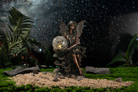 1 x RAW Customer Returns TERESA S COLLECTIONS Garden decoration for outdoors Elves garden figures for outdoors, solar glass balls lighting 25 cm angel statue made of polystone garden solar figures fairies fairy figure mother daughter gift - RRP €35.44