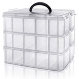 1 x RAW Customer Returns Kurtzy Plastic Storage Box 3 Levels - Adjustable Compartment Slots - Transparent Plastic Organizer Box - Maximum 30 Compartments - Store Toys, Jewelry, Beads - RRP €26.02