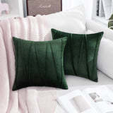 1 x RAW Customer Returns MIULEE Set of 2 cushion covers, velvet decorative cushions, sofa cushions, decorative cushion covers, cushion cover, couch cushions, stripes decoration with hidden zip, sofa, living room, 40 x 40 cm, dark green - RRP €17.54