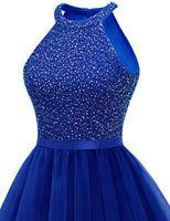 1 x RAW Customer Returns Dressystar Women s Sequin Dress Short Elegant Halterneck Cocktail Dress Prom Dress Royal Blue S - RRP €59.48