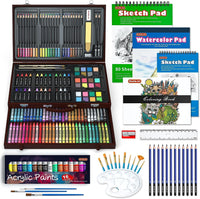 1 x RAW Customer Returns Shuttle Art 186 Pieces Paint Case, Paint Case Includes Acrylic Paint, Pastels, Colored Pencils, Watercolors and Coloring Book, Complete Painting Set Ideal for Children, Adults - RRP €52.99