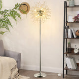 1 x RAW Customer Returns Rayofly Modern Crystal Floor Lamp, 8-Flame Firework Floor Lamp with Foot Switch, Chrome, High 172cm, Metal Glass Floor Lamps for Living Room, Bedroom, Dining Room, Sofa, Corner - RRP €89.99