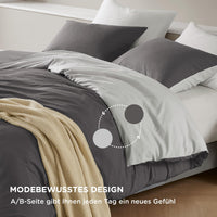 1 x RAW Customer Returns Degrees of Comfort Bedding Set 135x200 4 Pieces Dark Grey, Non-Iron Duvet Cover with Zipper - Brushed Microfiber Set, 2 Duvet Covers and 2 Pillow Cases 80x80 - RRP €22.8