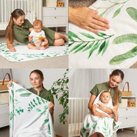 1 x Brand New ODOXIA Baby Milestone Blanket in German DE Monthly Photo Blanket Unisex Leaves Theme Personalized Baby Shower Gift for New Moms Baby Blanket Frame Included - RRP €10.07