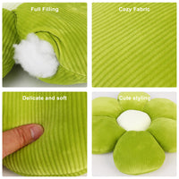 1 x RAW Customer Returns QKURT Pack of 2 flower cushions, 40 cm flower cushion, flower floor cushion, seat cushion, cute flower cushion, flower-shaped throw cushion, fluffy soft petal cushion for home, sofa, car green  - RRP €19.99