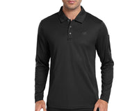 1 x RAW Customer Returns MoFiz Men s Polo Shirt Long Sleeve Golf Polo Shirt Classic Polo Shirt with Glasses Holder Button Placket Casual Sport Tennis T-Shirt Black XL - RRP €27.36