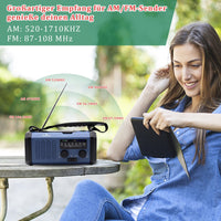 1 x RAW Customer Returns Portable solar radio, dynamo crank emergency radio with 10000mAh power bank for USB connection, battery-operated AM FM radio, 3 modes LED flashlight, loud SOS siren, best outdoor camping survival kit - RRP €32.72