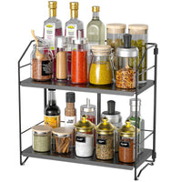 14 x Brand New MAYZOLOP spice rack, 2-tier standing spice rack, spice stand, standing kitchen rack for kitchen worktop, bathroom, bedroom, office, 31cm x 31.8cm x 16cm black  - RRP €296.38