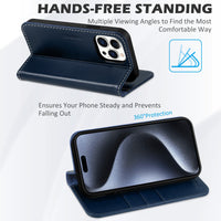 1 x RAW Customer Returns SHIELDON Case for iPhone 15 Pro Max, Protective Case Cowhide Leather Shockproof Card Slot Magnet Stand RFID Blocker TPU Case Compatible with iPhone 15 Pro Max 6.7 - Retro Dark Blue - RRP €30.99