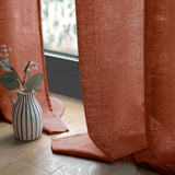 1 x RAW Customer Returns MIULEE Set of 2 Voile Curtains Sheer Linen Curtain with Eyelets Transparent Irregular Texture Curtain Eyelet Curtain Window Curtain Translucent for Bedroom 245 x 140cm H x W Brick Red - RRP €43.69