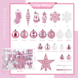 1 x RAW Customer Returns SOLEDI Set of 128 Premium Christmas Baubles Plastic Pink White with Tree Top Star - Robust and Safe Christmas Tree Decoration Set with Hanging - Colorful Christmas Tree Baubles, Reusable Christmas Decoration - RRP €38.98