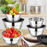 1 x RAW Customer Returns Wildone Mixing Bowl Set, Stainless Steel Bowl Set of 7 with Airtight Lids, Stackable, Dishwasher Safe, Size 5, 3.5, 2.5, 2, 1.5, 1, 0.67 QT, Ideal for Mixing and Serving - RRP €28.8