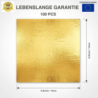 1 x RAW Customer Returns CZ Store Gold Leaf - 100 Pieces 14cm Sheets Set for Gilding, Arts Crafts, DIY Projects, Notebook Gift - Metallic Shimmer, Smooth Texture - RRP €9.06