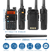 1 x RAW Customer Returns BAOFENG GT-5R Walkie Talkie, dual band radio for UHF VHF 144-146 430-440MHz, long range with memory for 128 channels, 1800 mAh battery, headphones for adults, supported by CHIRP - RRP €34.99