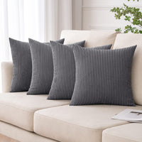 1 x RAW Customer Returns MIULEE Set of 4 Cushion Covers Corduroy Cushion Cover Decorative Pillowcase Sofa Cushion Couch Cushion Throw Pillow Decorative Pillowcase Decorative Cushion Cover with Hidden Zipper 50x50cm 20x20in Dark Gray - RRP €29.99