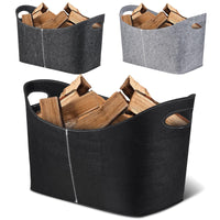 2 x Brand New Wood basket for firewood felt bag firewood firewood bag foldable wood basket felt basket felt multifunctional firewood bag storage basket firewood basket black 1  - RRP €30.34