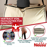 2 x RAW Customer Returns Neusu XXL storage bag 200L 91x47x47cm - Robust 600D bag for bedding, clothing travel - Up to 50KG - Protection against dirt mold - Beige - RRP €64.08