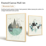 1 x RAW Customer Returns hyidecorart Abstract Pictures with Frame Wood, Green and Blue Geometric Mountain Landscape Canvas Wall Art, Modern Nordic Wall Pictures Living Room Bedroom Dining Room Kitchen and Bathroom - RRP €49.99