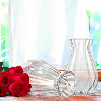 1 x RAW Customer Returns Belle Vous Vase Transparent Crystal Vase Glass 2 Pieces - 15cm Flower Vase Modern Cylinder Vase Glass Round Vase Bulbous Set as Decoration for Home, Table Decoration, Office - RRP €24.99