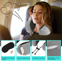 4 x Brand New Riqiaqia Travel Pillow, Neck Pillow Memory Foam, Neck Pillow Travel with Sleep Mask, Ear Plugs, Bag, Soft Pillow for Sleep, Airplane, Car and Home Pink  - RRP €46.48